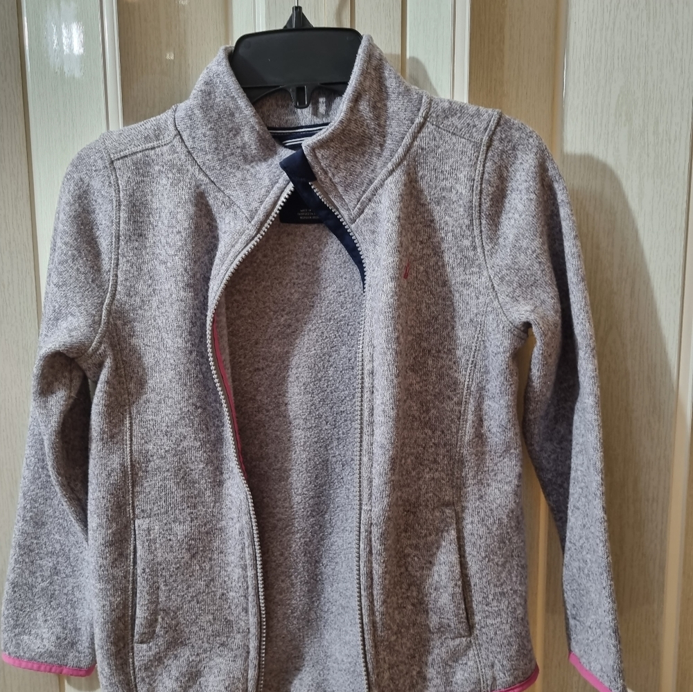[BUNDLE!] Nautica Girls Grey/ Pink Fall Zip Fleece Sweater Size 7
